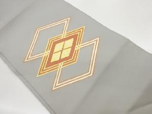 塩瀬金彩金駒刺繍菱模様名古屋帯